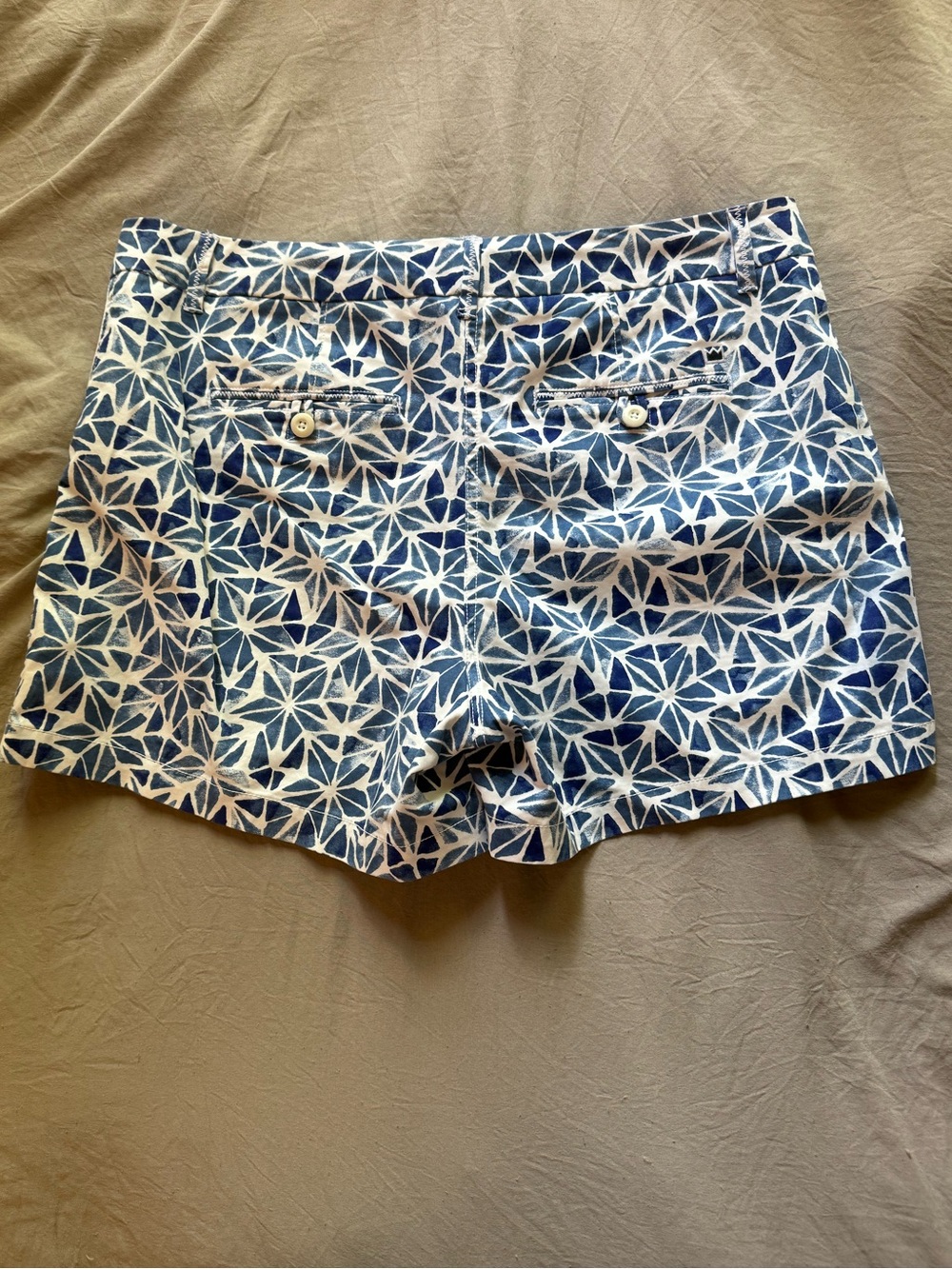 crown & ivy Blue and White Geometric Print Jean Shorts - Picture 3 of 3